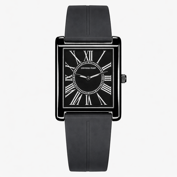 Classic Square Dial Silicone Strap Watch - Black Dial