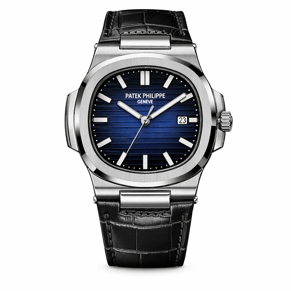 Patek Nautilus Leather Strap Master Lock - Black Blue