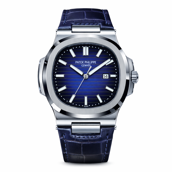 Patek Nautilus Leather Strap Master Lock - Full Blue