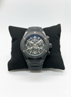 Hublot Black Luxury Skeleton Chronograph Watch with Stainless Steel Bracelet