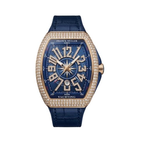 Luxury Diamond Style Yachting Watch – Blue Strap Designer Timepiece