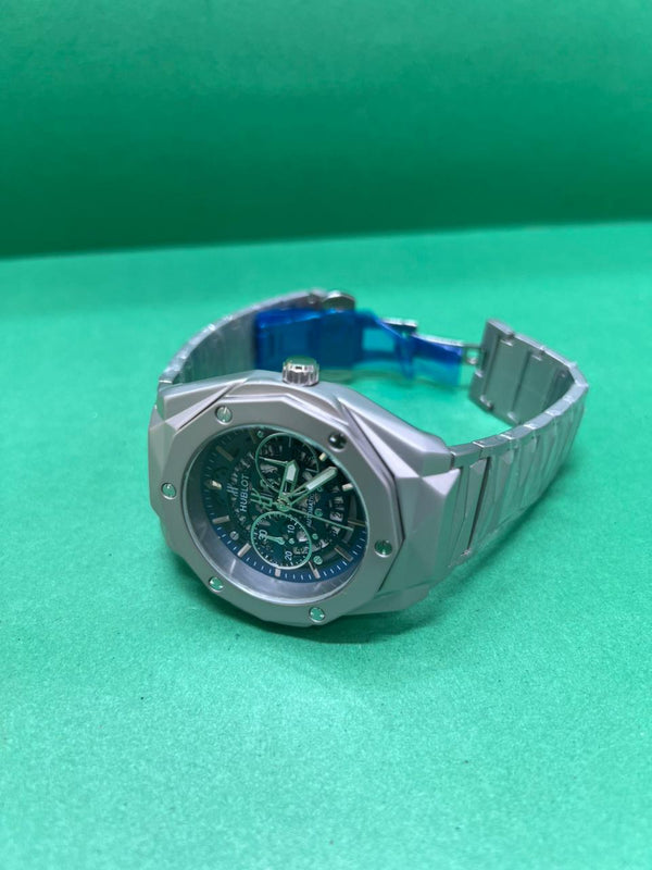 Luxury Skeleton Automatic Watch – Blue Dial Stainless Steel Men's Timepiece