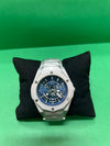 Luxury Skeleton Automatic Watch – Blue Dial Stainless Steel Men's Timepiece