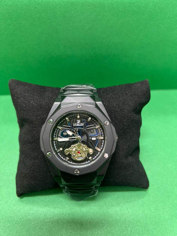 Luxury Black Skeleton Automatic Watch – Stainless Steel Men's Timepiece
