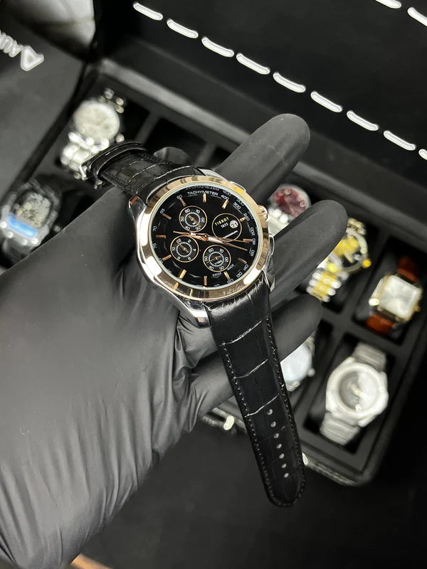 Tsot Leather Strap Chronograph Watch