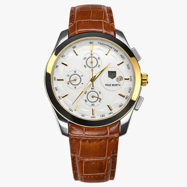 True Worth Original Chronograph Leather Strap Watch - Brown