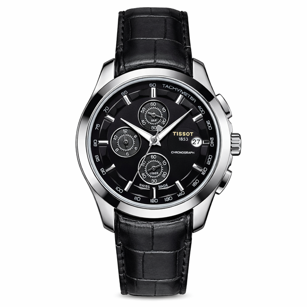 Tsot Leather Strap Chronograph Watch