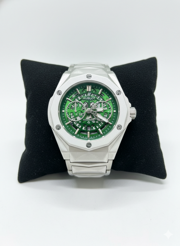 Hublot Big Bang Green Skeleton Dial White Ceramic
