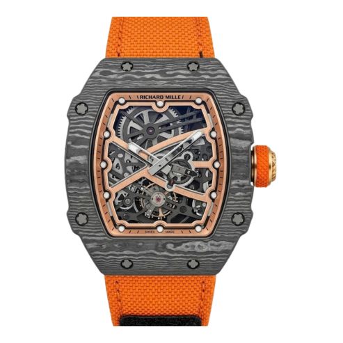 Luxury Skeleton Dial Orange Strap Men's Watch
