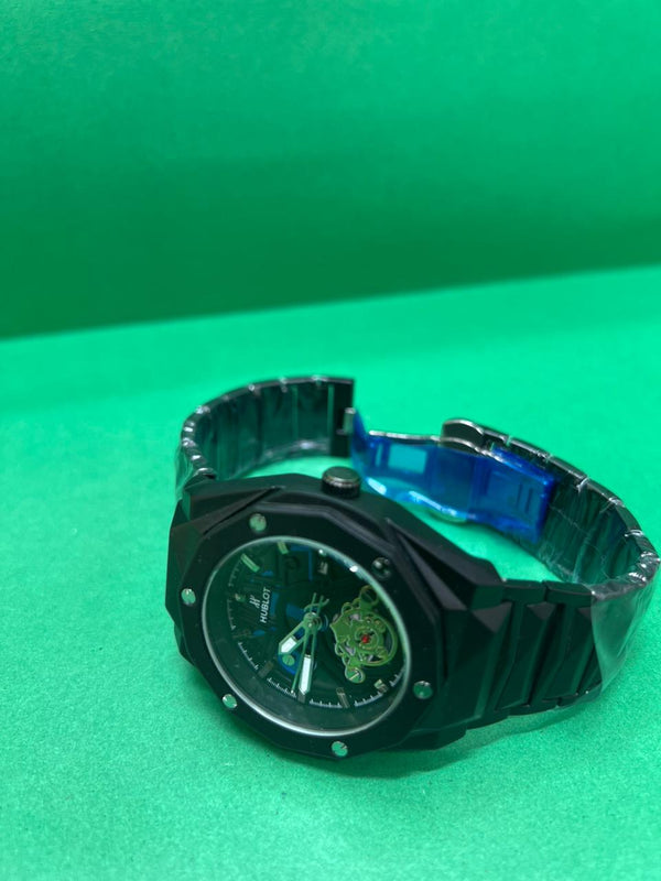Luxury Black Skeleton Automatic Watch – Stainless Steel Men's Timepiece