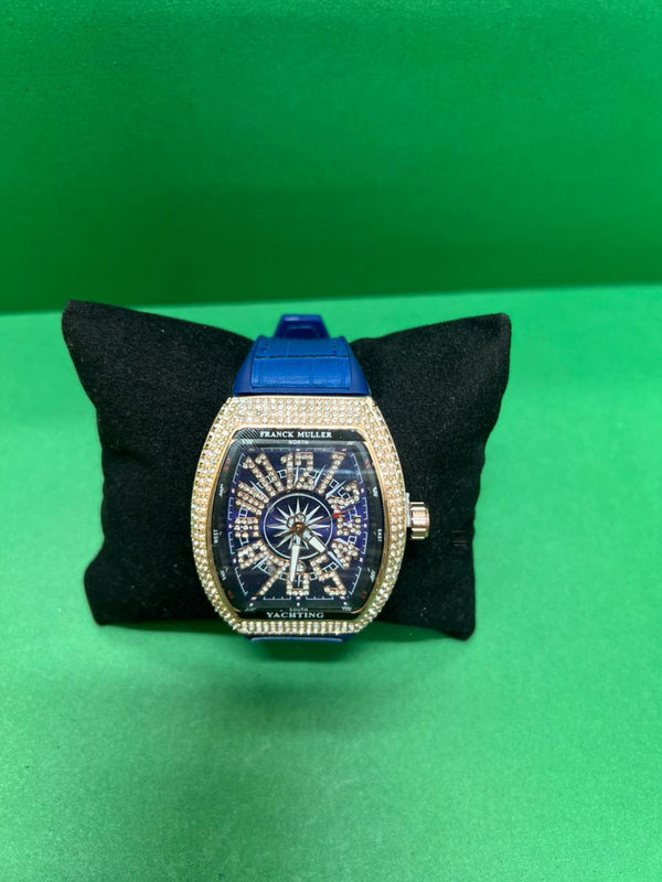Luxury Diamond Style Yachting Watch – Blue Strap Designer Timepiece