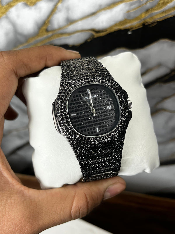Fully Stoned Black Patek Nautilus