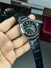 Patek Nautilus Leather Strap Master Lock - Black-Green